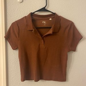 Brown cropped collared shirt